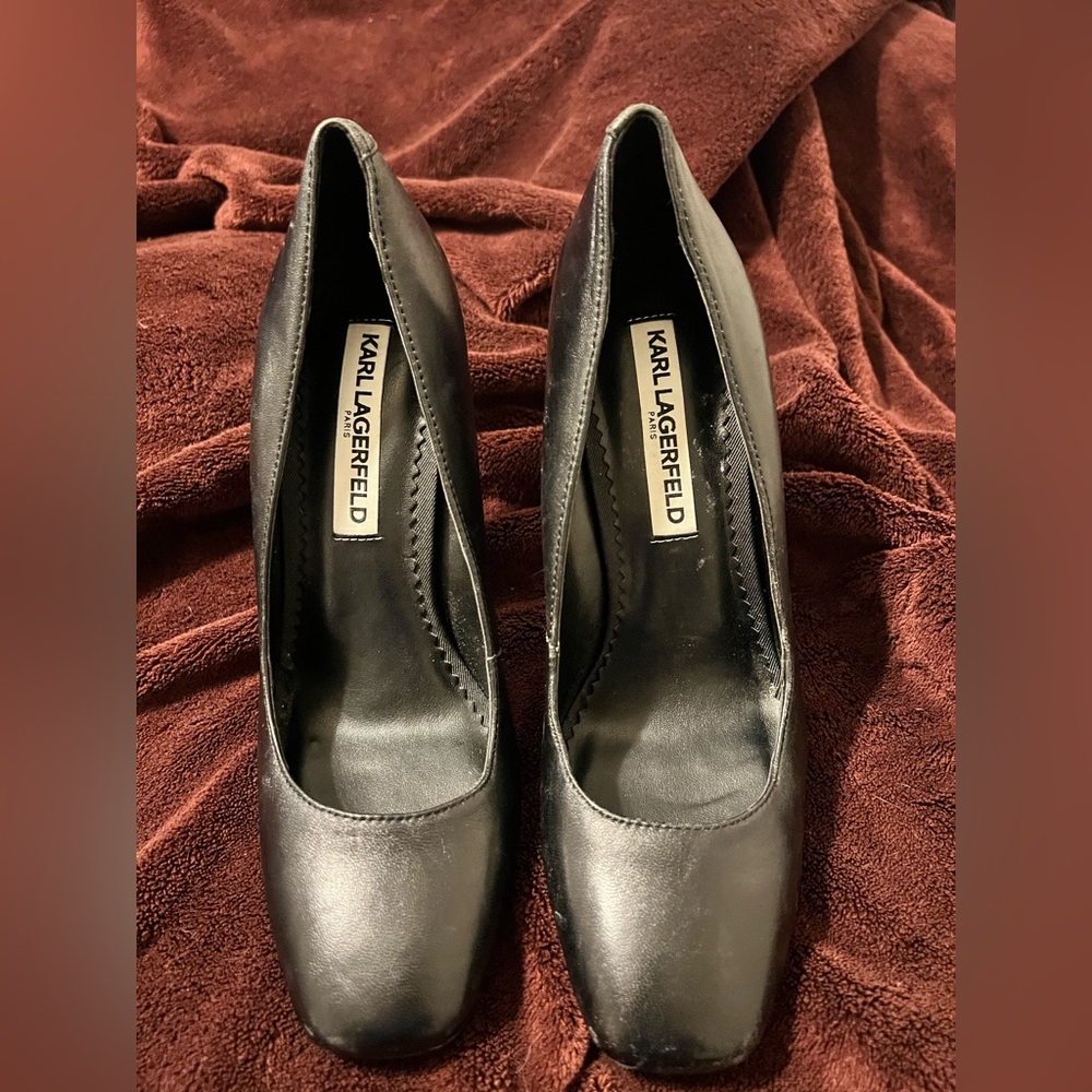 Karl Lagerfeld Black Leather High Heels